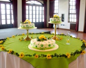 Decoración floral  de mesas y ponques